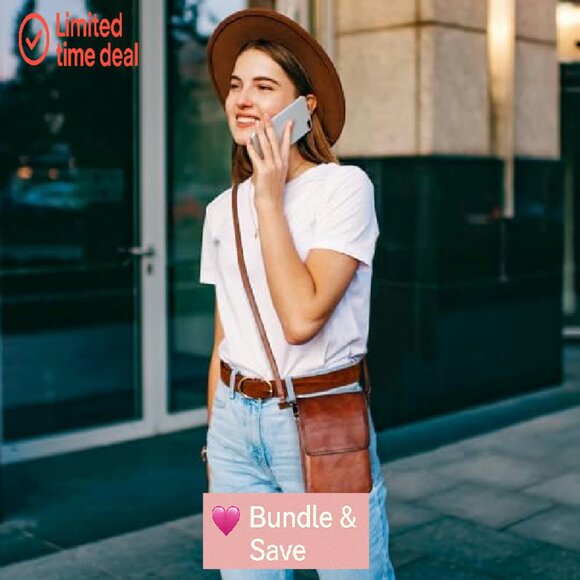 Genuine Leather Crossbody Bag RFID Anti-Theft Small Purse Phone Wallet - Picture 5 of 8